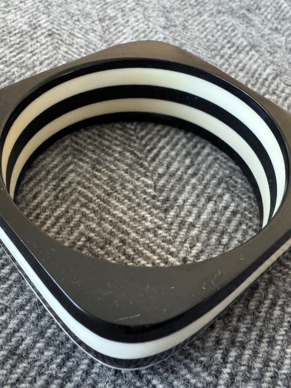 NEW (NWOT) ROOST, BLACK AND CREAM STRIPE BANGLE BRACELET - STYLE 2